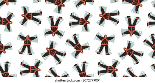 Winter seamless pattern with snow angel mans for christmas holiday or new year