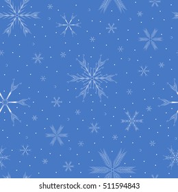 Winter seamless pattern. Snowflake background. Vector illustration.