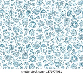 Winter seamless pattern.  Snowflakes background. Vector illustration - eps.