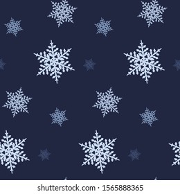 Winter seamless pattern with snowflakes. Christmas background. Vector.