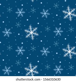 Winter seamless pattern with snowflakes. Christmas background. Vector.