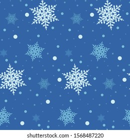 Winter seamless pattern with snowflakes. Christmas background. Vector.