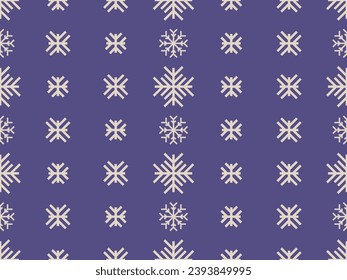 Winternahtloses Muster mit Schneeflocken. Weihnachten- und Neujahrshintergrund mit geometrischen Schneeflocken verschiedener Formen. Design für Tapeten, Banner und Poster. Vektorgrafik