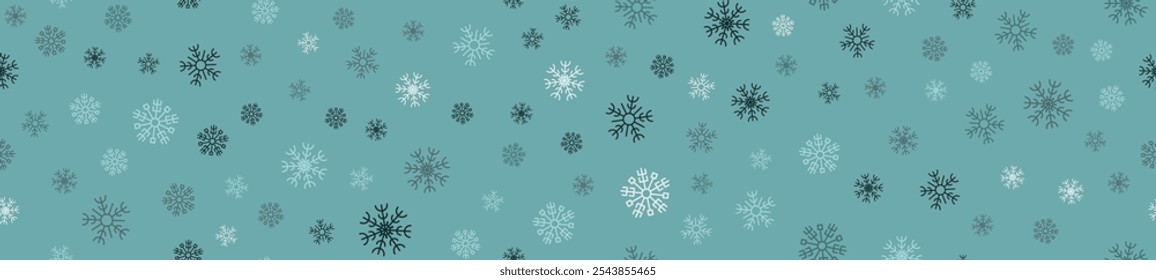 Winter nahtloses Muster mit Schneeflocken. Weihnachtsdekoration mit Schneeflocken fallen. Vektorgrafik