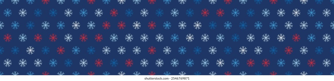 Patrón de invierno sin fisuras con copos de nieve. Decoración de Navidad con copos de nieve cayendo. Ilustración vectorial