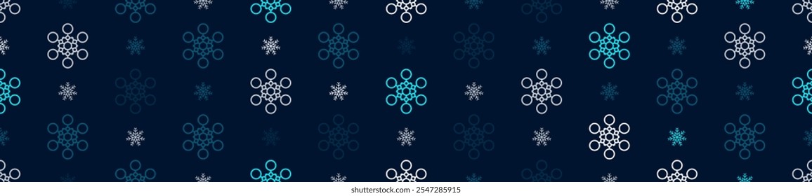Inverno padrão sem costura com flocos de neve. Decoração de Natal com flocos de neve caindo. Ilustração vetorial