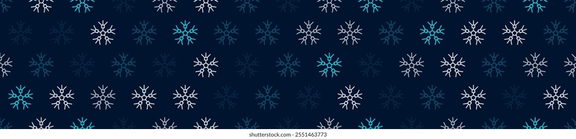 Winter seamless pattern with snowflakes. Christmas decoration with snowflakes falling. Vector illustration