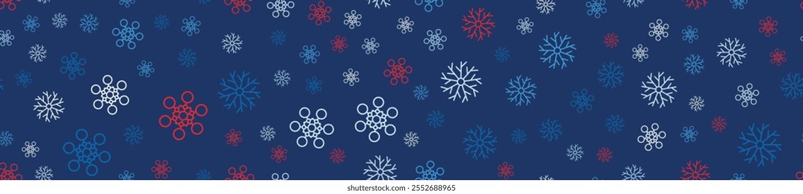 Winter seamless pattern with snowflakes. Christmas decoration with snowflakes falling. Vector illustration
