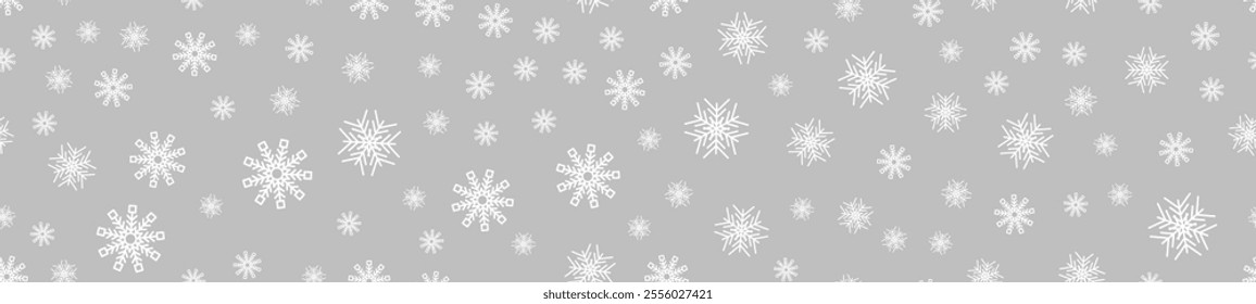 Winter seamless pattern with snowflakes. Christmas decoration with snowflakes falling. Vector illustration