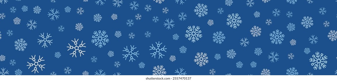 Winter seamless pattern with snowflakes. Christmas decoration with snowflakes falling. Vector illustration