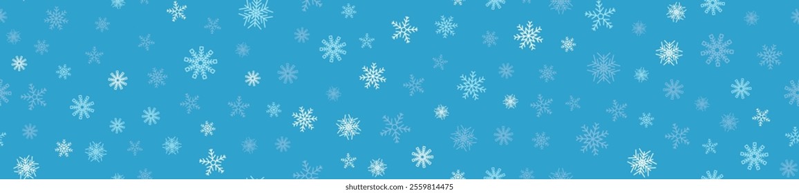 Winter seamless pattern with snowflakes. Christmas decoration with snowflakes falling. Vector illustration