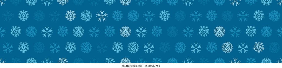 Winter seamless pattern with snowflakes. Christmas decoration with snowflakes falling. Vector illustration