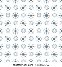 Winter seamless pattern with  snowflakes and circles. Design for banner, poster or print.