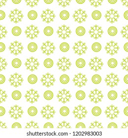 Winter seamless pattern with  snowflakes and circles. Design for banner, poster or print.