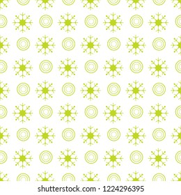 Winter seamless pattern with  snowflakes and circles. Design for banner, poster or print.