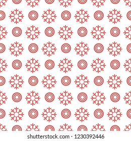 Winter seamless pattern with  snowflakes and circles. Design for banner, poster or print.