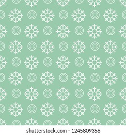 Winter seamless pattern with  snowflakes and circles. Design for banner, poster or print.