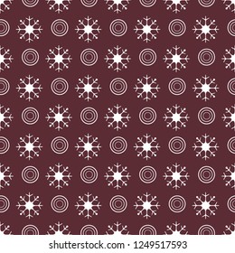 Winter seamless pattern with  snowflakes and circles. Design for banner, poster or print.