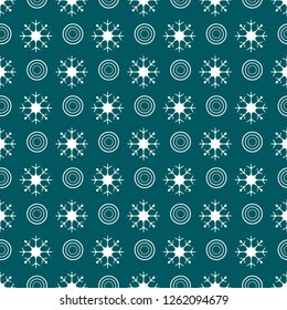 Winter seamless pattern with  snowflakes and circles. Design for banner, poster or print.
