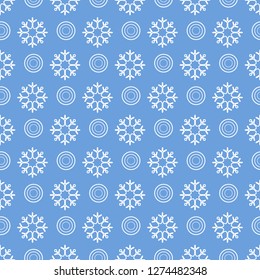 Winter seamless pattern with  snowflakes and circles. Design for banner, poster or print.