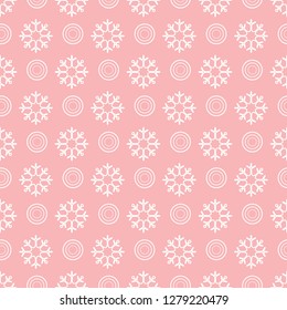 Winter seamless pattern with  snowflakes and circles. Design for banner, poster or print.