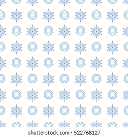 Winter seamless pattern with  snowflakes and circles. Design for banner, flyer, poster or print.
