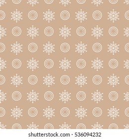 Winter seamless pattern with  snowflakes and circles. Design for banner, flyer, poster or print.