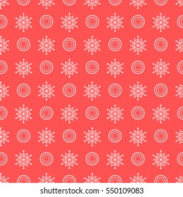 Winter seamless pattern with  snowflakes and circles. Design for banner, flyer, poster or print.
