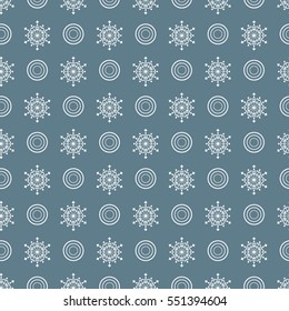 Winter seamless pattern with  snowflakes and circles. Design for banner, flyer, poster or print.