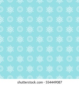Winter seamless pattern with  snowflakes and circles. Design for banner, flyer, poster or print.