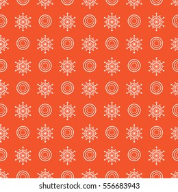 Winter seamless pattern with  snowflakes and circles. Design for banner, flyer, poster or print.