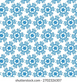 Winter seamless pattern with snowflakes, holiday background. Vector illustration for fabric, textile wallpaper, posters, gift wrapping paper. Christmas vector illustration. Falling snow.