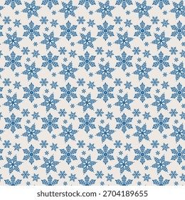 Invierno sin patrón con copos de nieve, fondo de vacaciones. Ilustración vectorial para tela, Fondo de pantalla textil, carteles, papel de regalo. Ilustración vectorial de Navidades. Cayendo nieve.