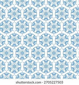 Winter nahtloses Muster mit Schneeflocken, Urlaub Hintergrund. Vektorgrafik für Stoff, Stofftapeten, Poster, Geschenkpapier. Weihnachten, Vektorgrafik. Fallender Schnee.