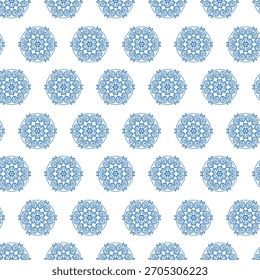 Winter seamless pattern with snowflakes, holiday background. Vector illustration for fabric, textile wallpaper, posters, gift wrapping paper. Christmas vector illustration. Falling snow.
