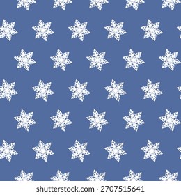 Winter seamless pattern with snowflakes, holiday background. Vector illustration for fabric, textile wallpaper, posters, gift wrapping paper. Christmas vector illustration. Falling snow.