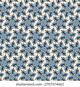 Winter seamless pattern with snowflakes, holiday background. Vector illustration for fabric, textile wallpaper, posters, gift wrapping paper. Christmas vector illustration. Falling snow.
