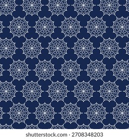 Inverno padrão sem costura com flocos de neve, fundo de férias. Ilustração vetorial para tecido, papel de parede têxtil, cartazes, papel de embrulho para presente. Ilustração de vetor de Natal. Queda de neve.