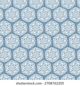 Invierno sin patrón con copos de nieve, fondo de vacaciones. Ilustración vectorial para tela, Fondo de pantalla textil, carteles, papel de regalo. Ilustración vectorial de Navidades. Cayendo nieve.