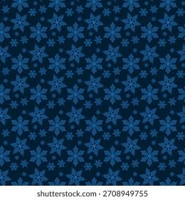 Winter seamless pattern with snowflakes, holiday background. Vector illustration for fabric, textile wallpaper, posters, gift wrapping paper. Christmas vector illustration. Falling snow.