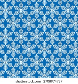 Winter seamless pattern with snowflakes, holiday background. Vector illustration for fabric, textile wallpaper, posters, gift wrapping paper. Christmas vector illustration. Falling snow.
