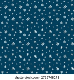 Winter nahtloses Muster mit Schneeflocken, Urlaub Hintergrund. Vektorgrafik für Stoff, Stofftapeten, Poster, Geschenkpapier. Weihnachten, Vektorgrafik. Fallender Schnee.