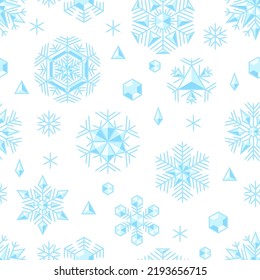 Winternahtloses Muster mit Schneeflocken. Frohe Weihnachten und glücklicher Neujahrshintergrund.