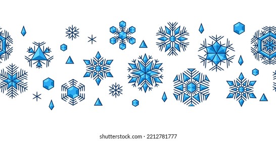 Winter seamless pattern with snowflakes. Merry Christmas and Happy New Year background.