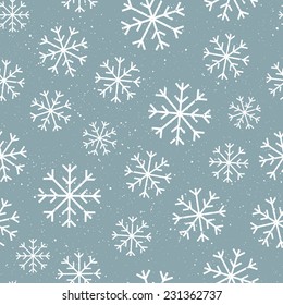 Winternahtloses Muster mit Schneeflocken. Frohe Weihnachten