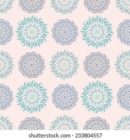Winter seamless pattern with snowflakes. New Year ornament. Cloth design. Wallpaper