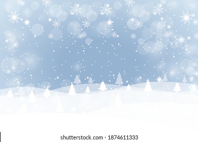 El invierno es fluido con copos de nieve en un fondo azul. Navidad. Diseño plano de ilustración vectorial. Aislado en segundo plano.
