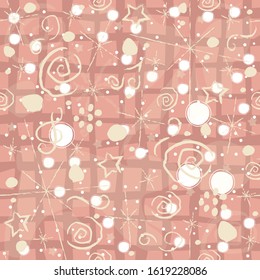 Winter Seamless Pattern with snowflakes and spruce branches. Vector Illustration.