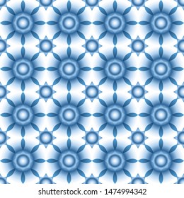 Winter seamless pattern with snowflakes, stars or abstract flowers in light blue shades. Christmas texture. EPS10