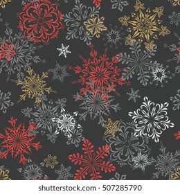 Winter seamless pattern with snowflakes. Vector illustration.